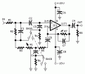 Parts:
P1 10K Linear Potentiometer (Dual-gang for stereo)
R1,R6,R8 100K 1/4W Resistors
R2 27K 1/4W Resistor
R3,R5 1K 1/4W Resistors
R4 1M 1/4W Resistor
R7 20K 1/2W Trimmer Cermet
C1 100nF 63V Polyester Capacitor
C2 47nF 63V Polyester Capacitor
C3 470nF 63V Polyester Capacitor
C4 15nF 63V Polyester Capacitor
C5,C9 1uF 63V Electrolytic or Polyester Capacitors
C6,C8 47uF 63V Electrolytic Capacitors
C7 100pF 63V Ceramic Capacitor
IC1 TL072 Dual BIFET Op-Amp